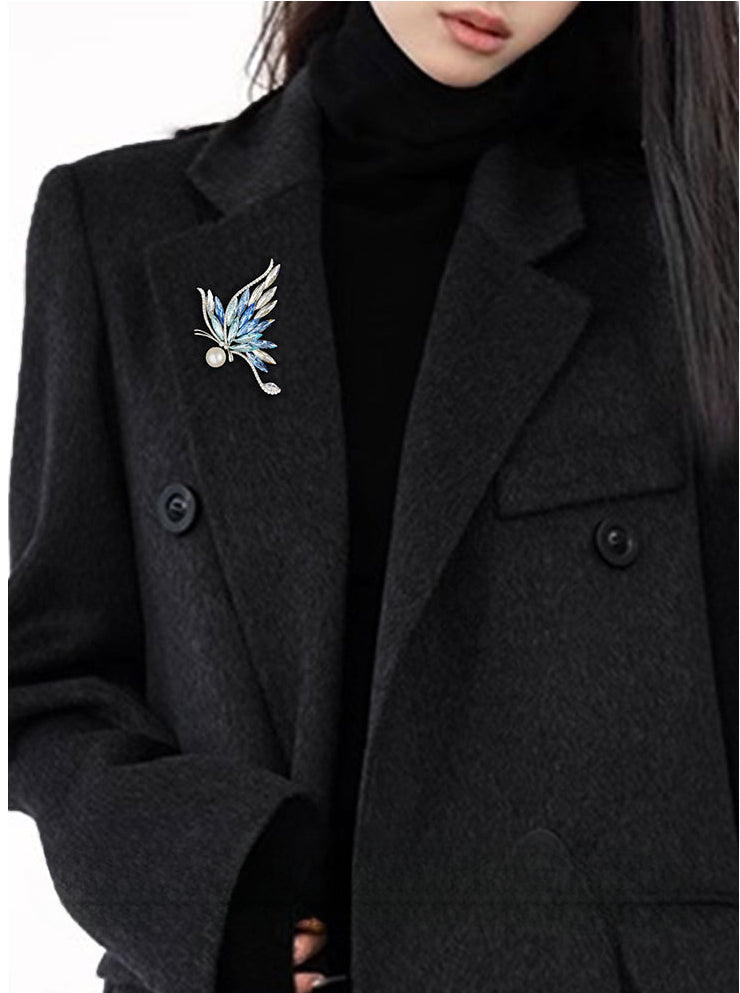 Natural Pearl Crystal Butterfly Design Brooch