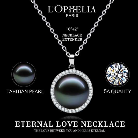 LOPHELIA Genuine Tahitian Pearl Pendant for Women, Classic Round Black Pearl Necklace Anniversary Gift for Her