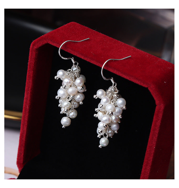 Grape pearl earrings