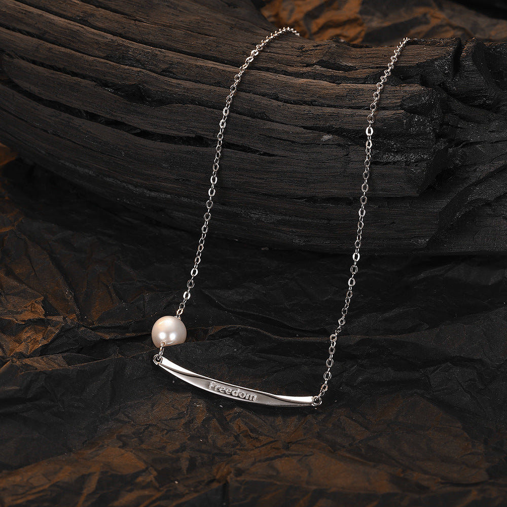 Natural pearl necklace, simple temperament, light luxury collarbone chain