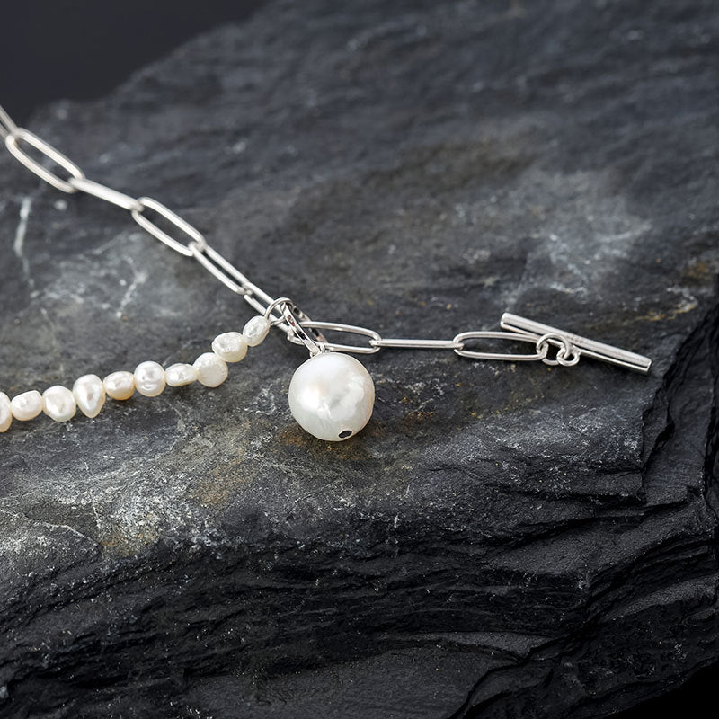 Baroque Geometric Pearl Clavicle Necklace