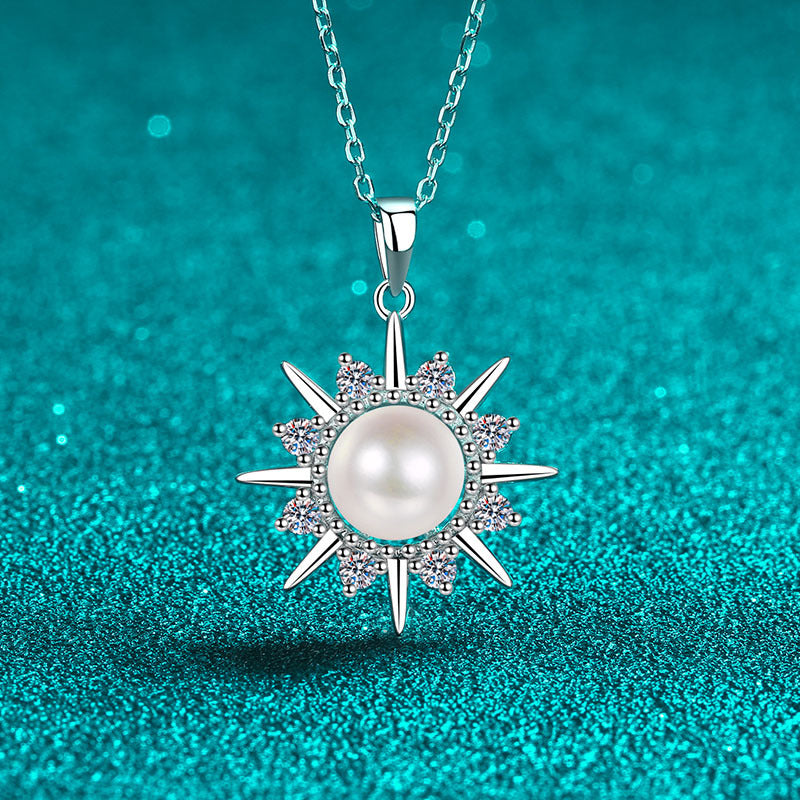 Sterling Silver Natural Pearl Sunflower Clavicle Chain