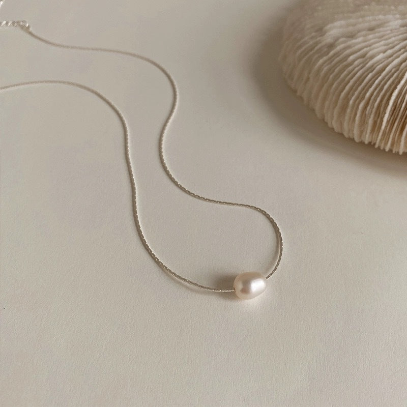 Geometric Single Natural Freshwater Pearl Pendant