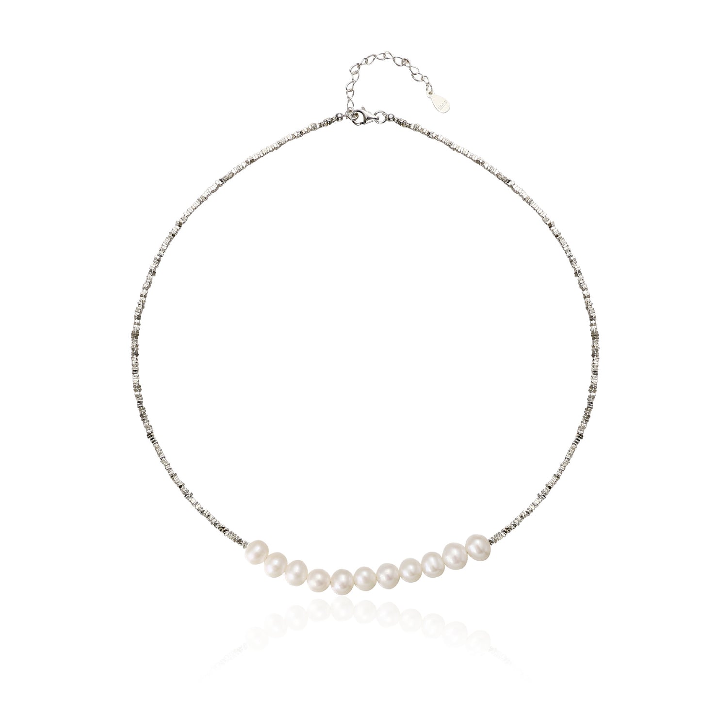 Broken Silver Pearl Necklace Smile Collarbone Chain