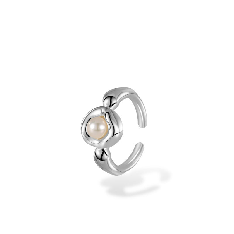 French Lady Irregular Round Pearl Ring