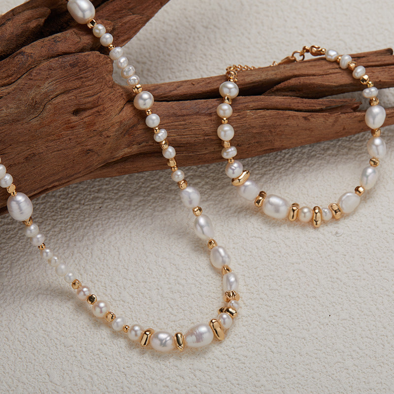 Natural pearl colored treasure irregular necklace