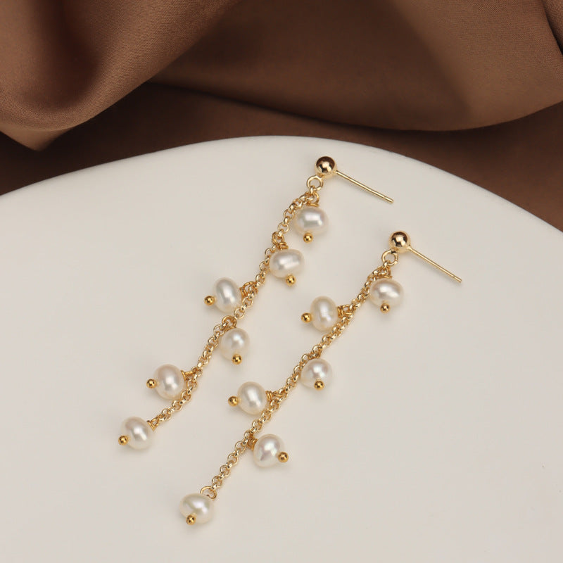 Tassel Grape String Freshwater Pearl Earrings