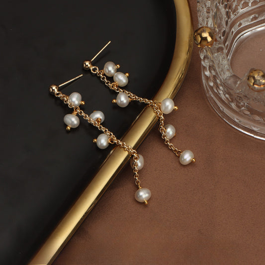 Tassel Grape String Freshwater Pearl Earrings