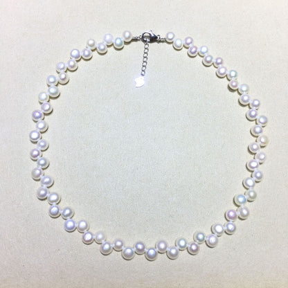 Sterling Silver Natural Freshwater Pearl Double Neck Chain