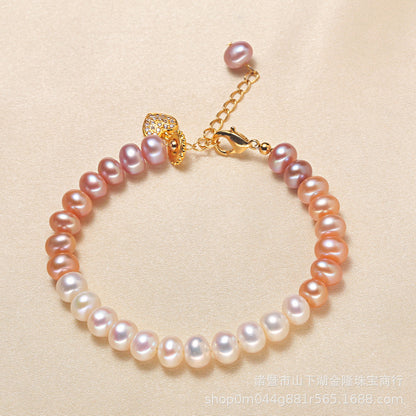 Rainbow caviar gradual change color pearl bracelet