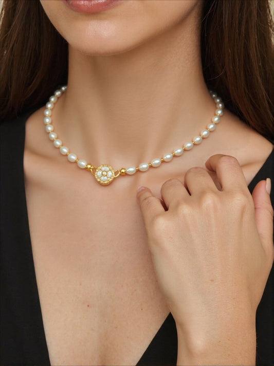 Natural Freshwater Pearl Necklace Vintage Clavicle Chain