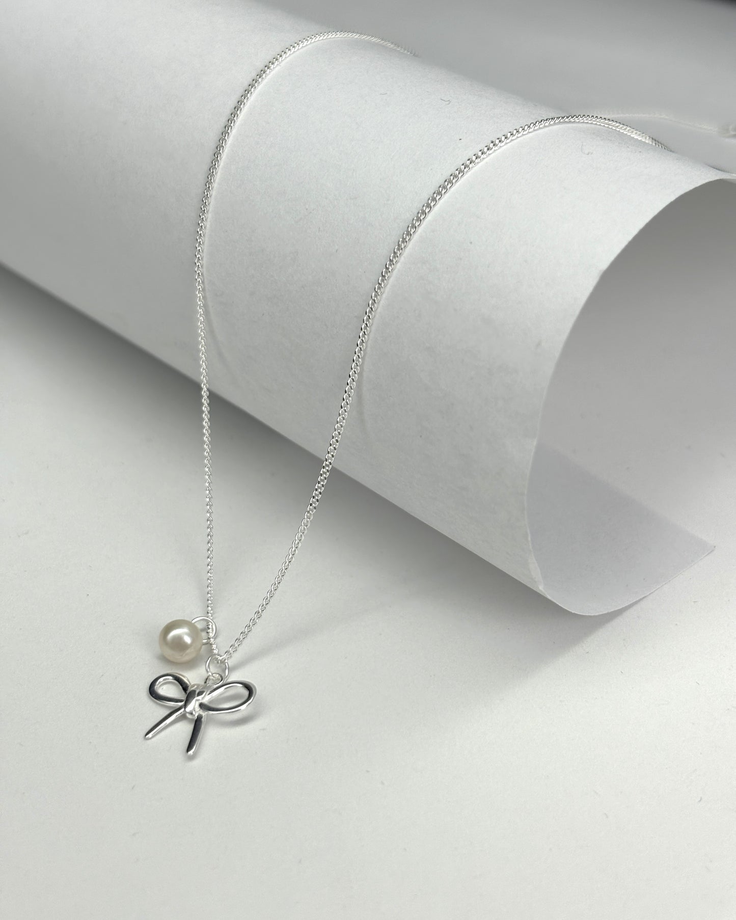 Bow Sweet Gentle Collarbone Chain Pearl