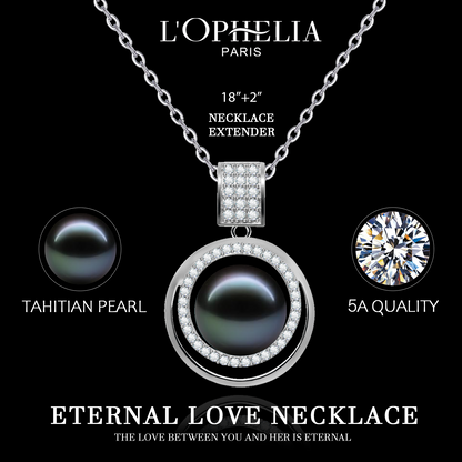 LOPHELIA Luxury Tahitian Black Pearl Necklace, 10-11mm Genuine Black Pearl Pendant with Crystal Halo, Elegant Fine Jewelry for Women