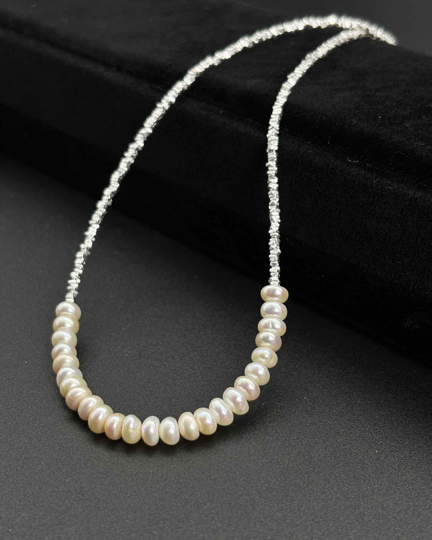 Broken Silver Pearl Necklace Smile Collarbone Chain