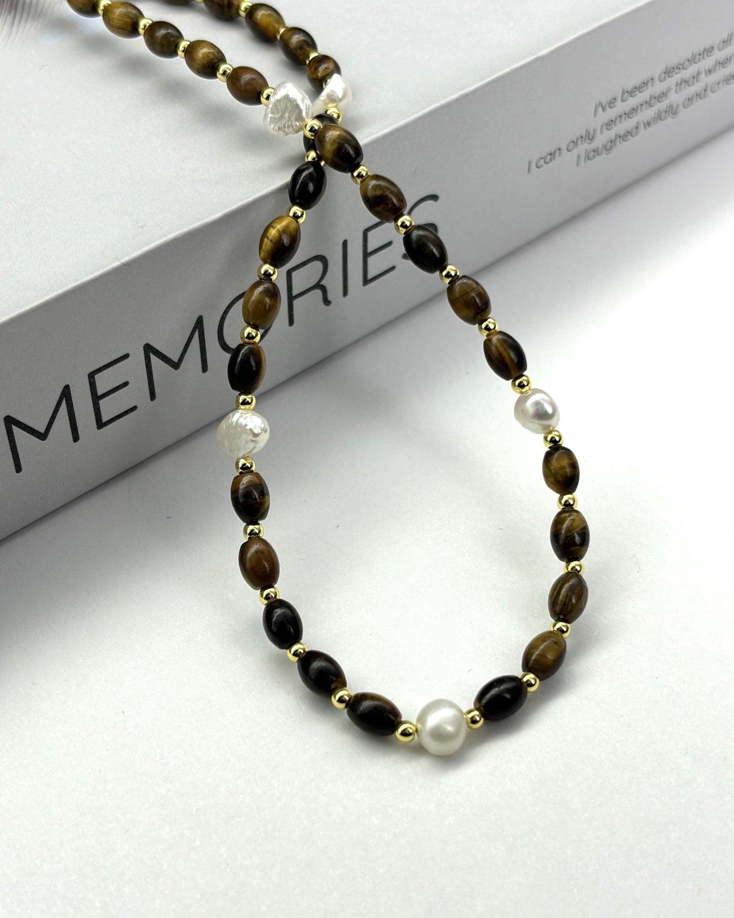 Tiger's Eye Natural Freshwater Pearl Beaded Necklace