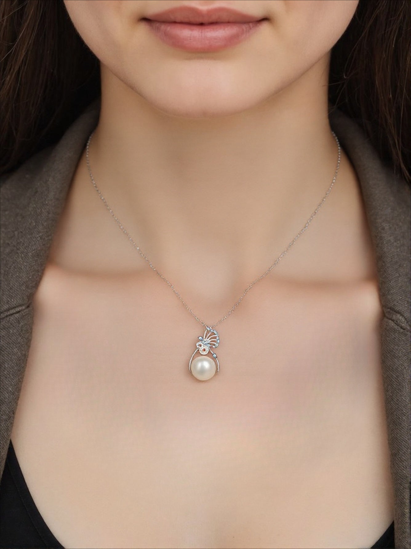 Original sterling silver freshwater pearl money bag necklace