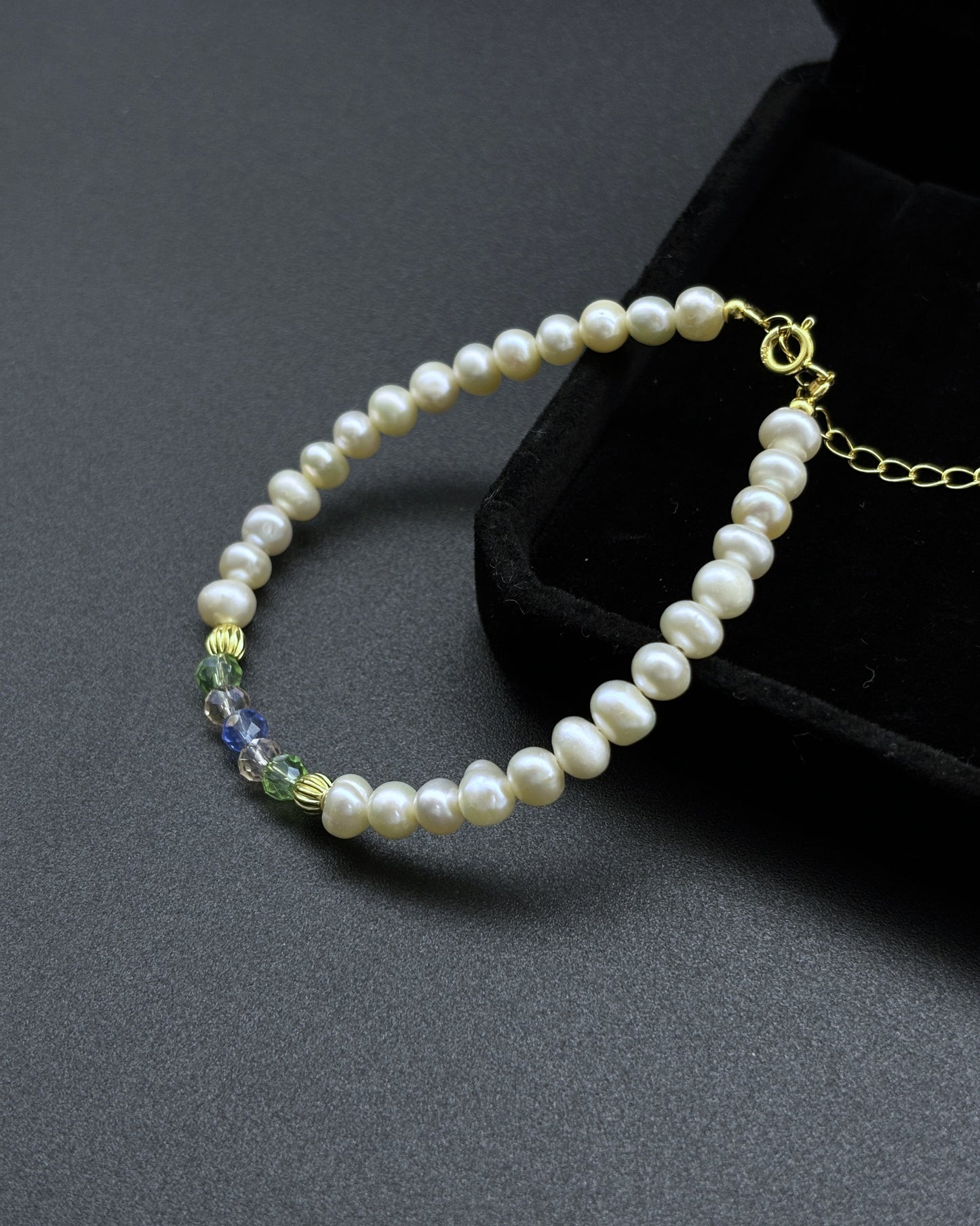 Colored Crystal Pearl Bracelet