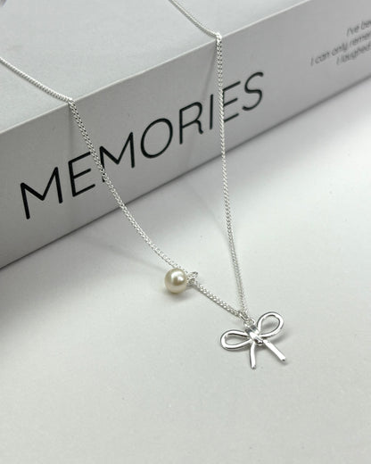 Bow Sweet Gentle Collarbone Chain Pearl
