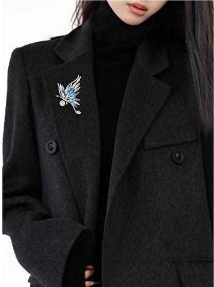 Natural Pearl Crystal Butterfly Design Brooch