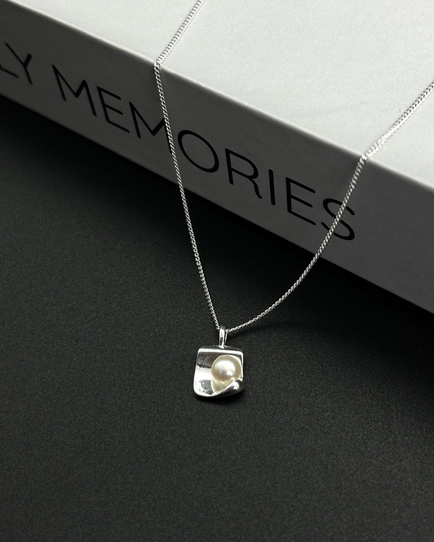 Sterling Silver Square Natural Freshwater Pearl Necklace