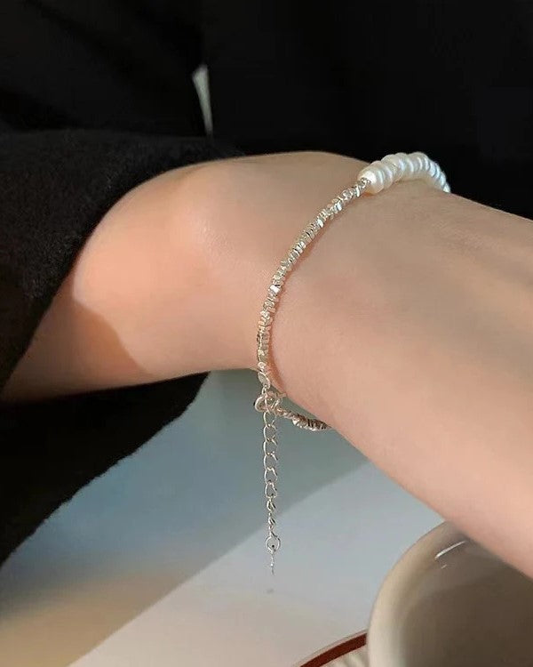 Natural Pearl Design Silver Bracelet