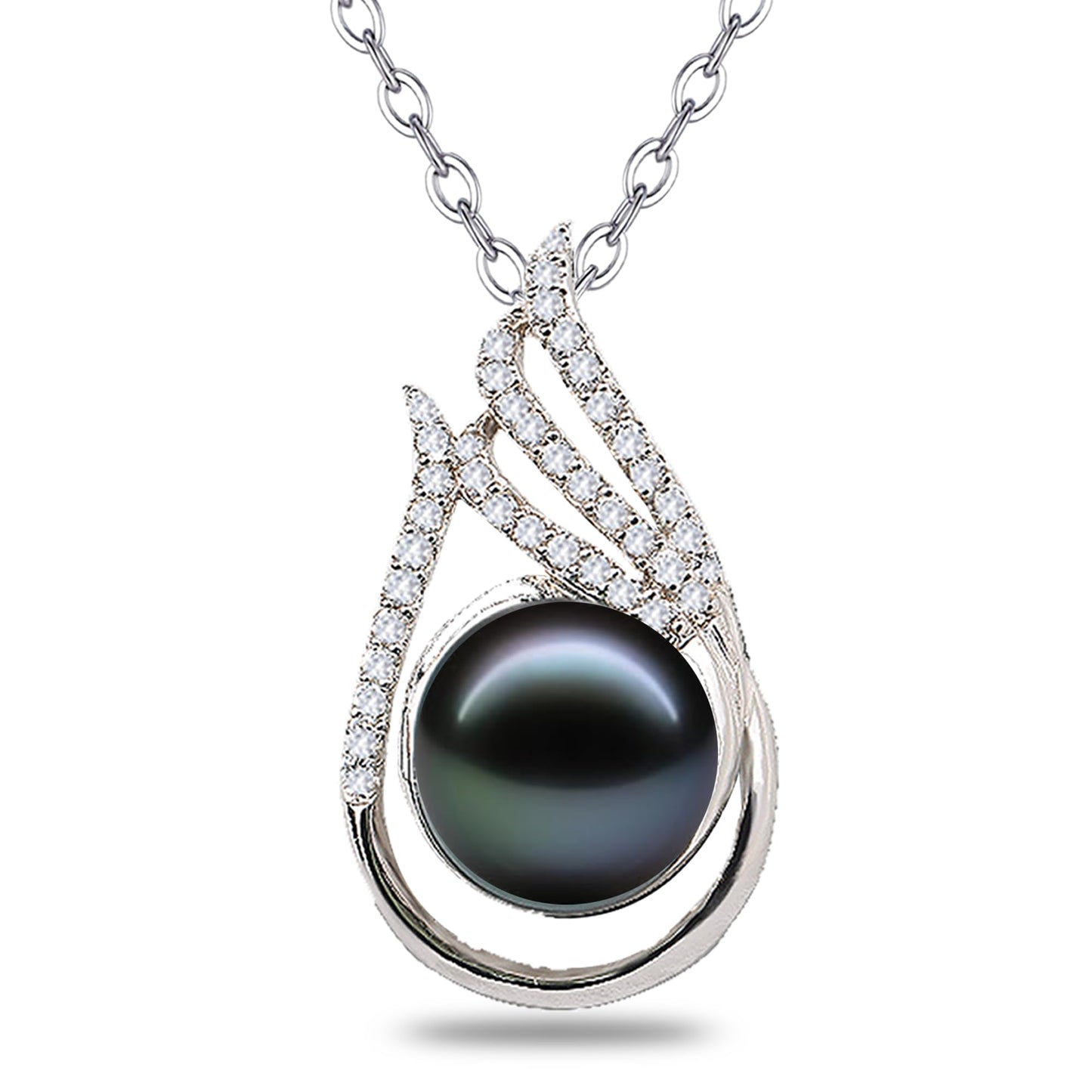 LOPHELIA Heart Shaped Tahitian Black Pearl Pendant Necklace with Rose Gift Box, Dainty Jewelry Gift for Mom, Women and Wife