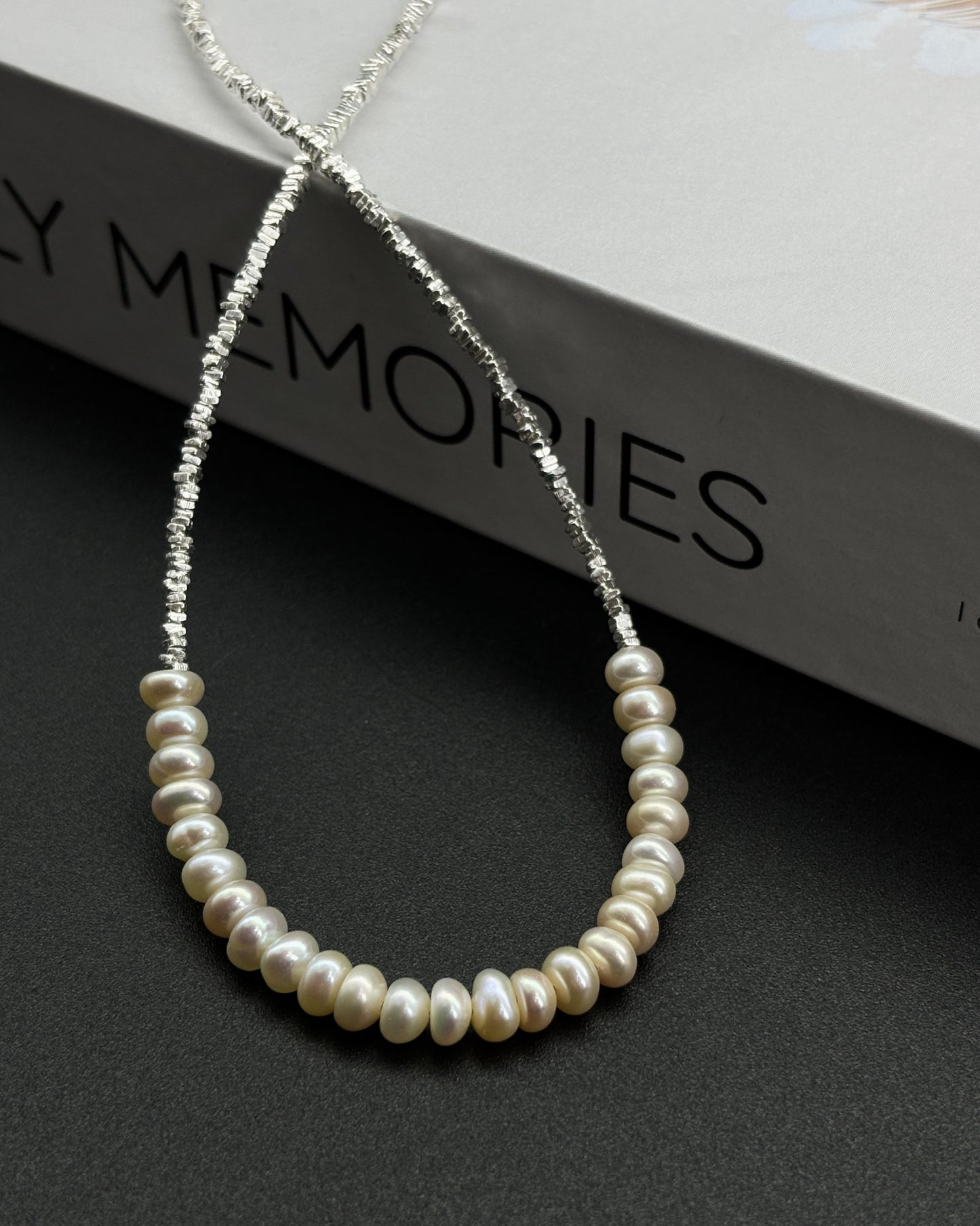 Broken Silver Pearl Necklace Smile Collarbone Chain