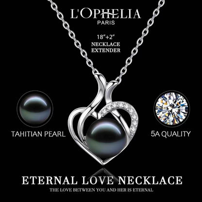 LOPHELIA  Heart Shaped Tahitian Black Pearl Pendant, Real Pearl Necklace with Rose Gift Box, Dainty Jewelry Gift for Mom, Women and Wife