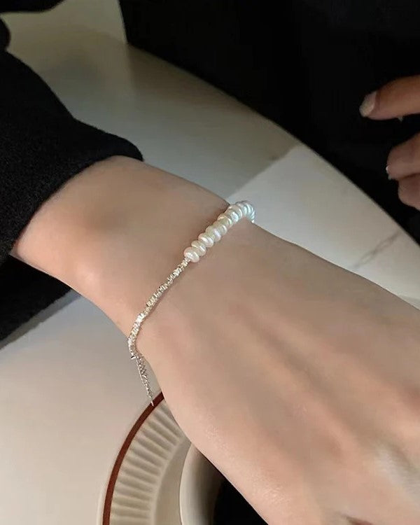 Natural Pearl Design Silver Bracelet