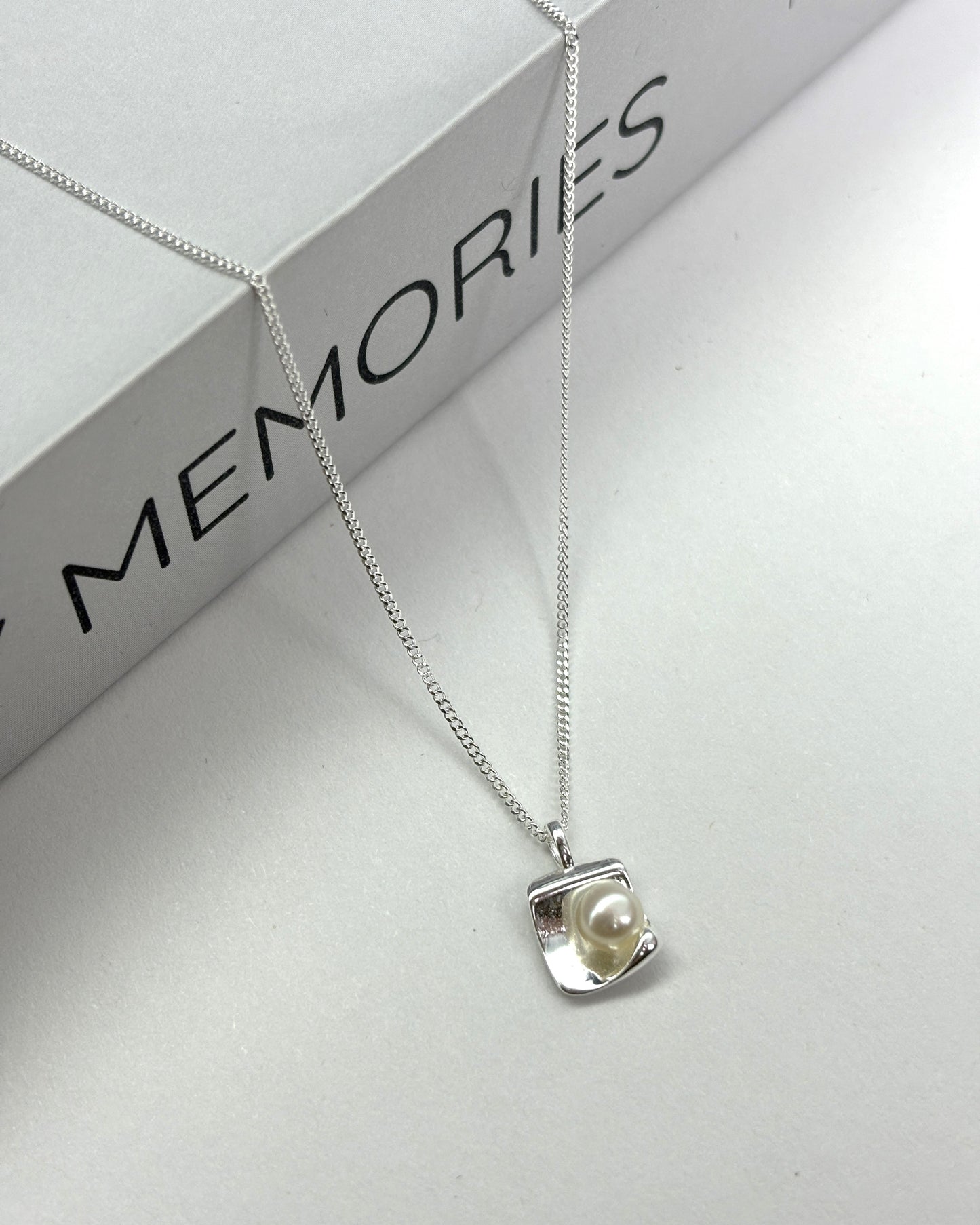 Sterling Silver Square Natural Freshwater Pearl Necklace