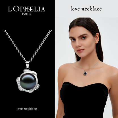 LOPHELIA Tahitian Black Pearl Pendant Necklace for Women, Genuine Pearl Jewelry with Twist Design, Elegant Gift for Mom, Wife and Girlfriend