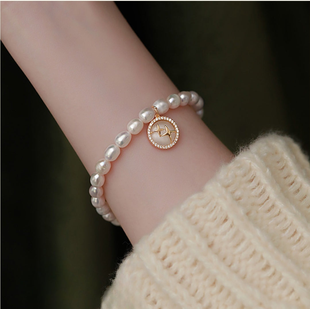 Natural Pearl Star Beaded Bracelet