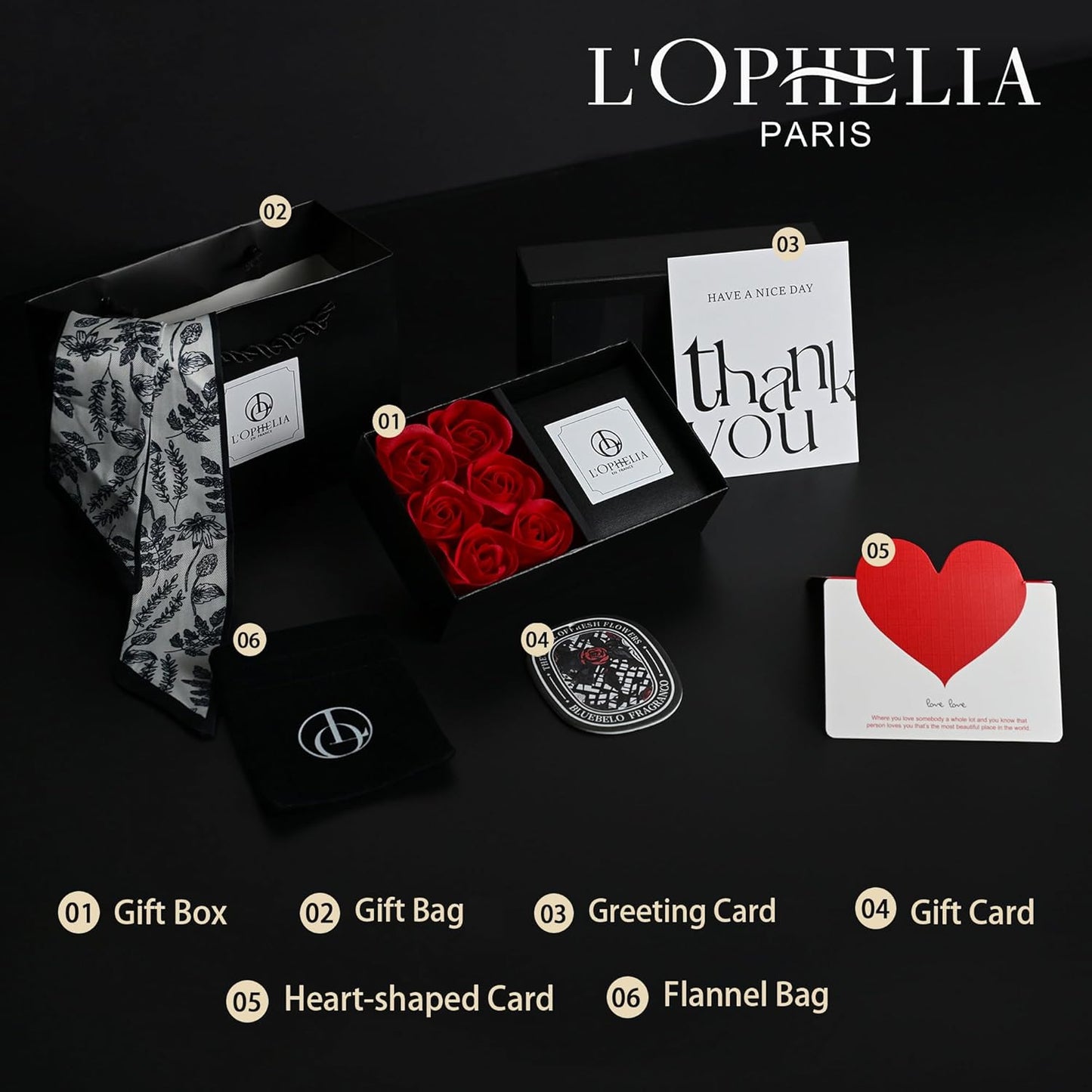 LOPHELIA Heart Shaped Tahitian Black Pearl Pendant Necklace with Rose Gift Box, Dainty Jewelry Gift for Mom, Women and Wife