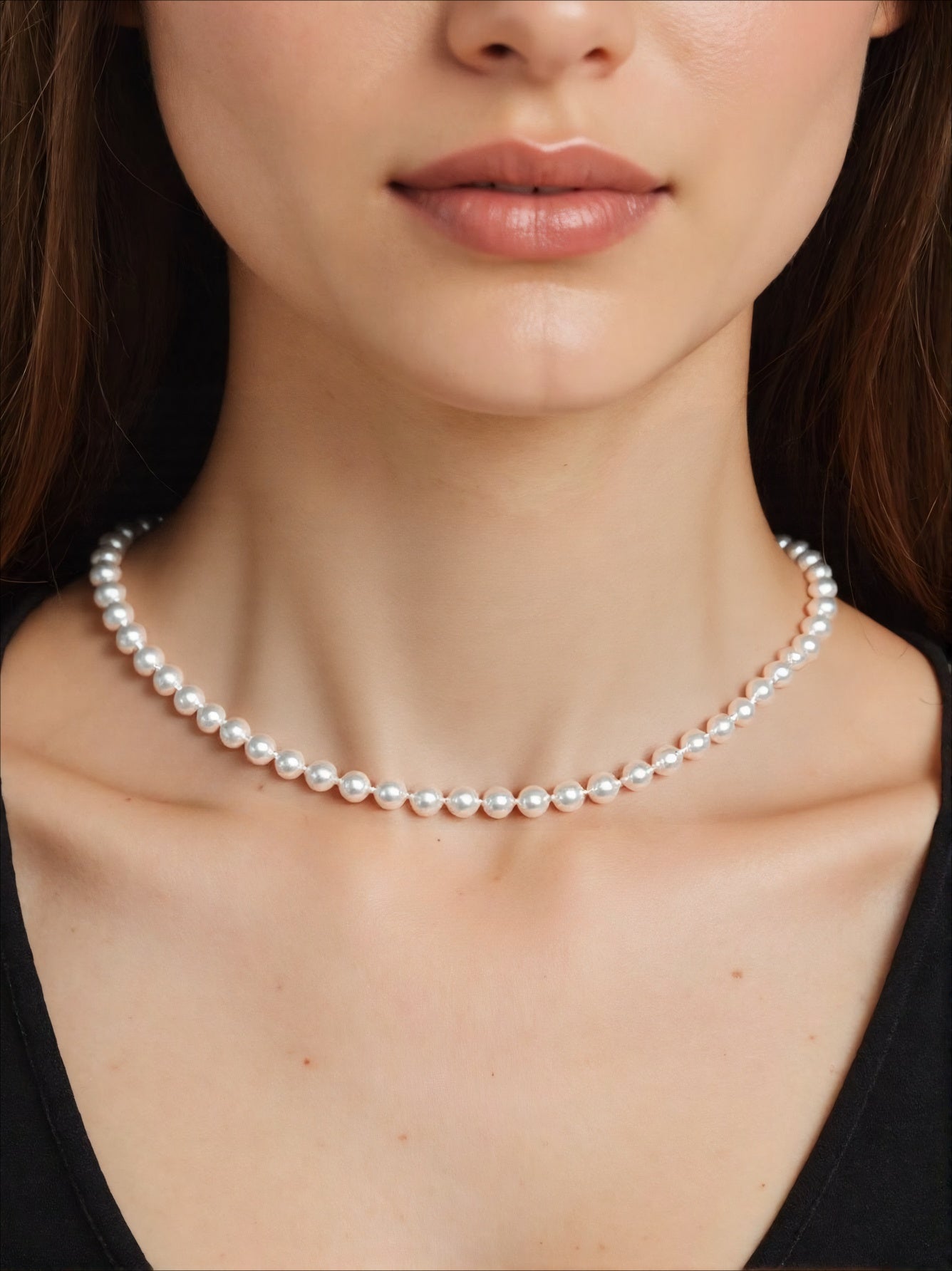 Bow pearl necklace