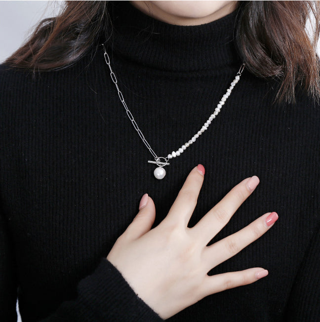 Baroque Geometric Pearl Clavicle Necklace