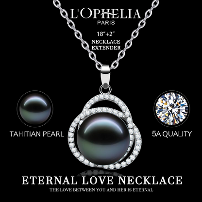 LOPHELIA Tahitian Black Pearl Pendant Necklace for Women, Genuine Pearl Jewelry with Double Halo  Design, Elegant Gift for Mom, Wife and Girlfriend