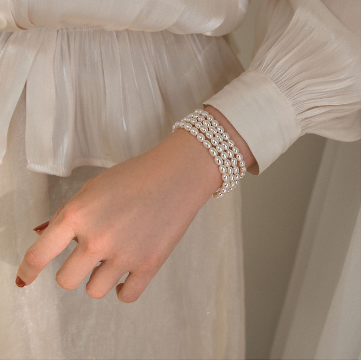 Natural Pearl Baroque Rice Bead Design Bracelet