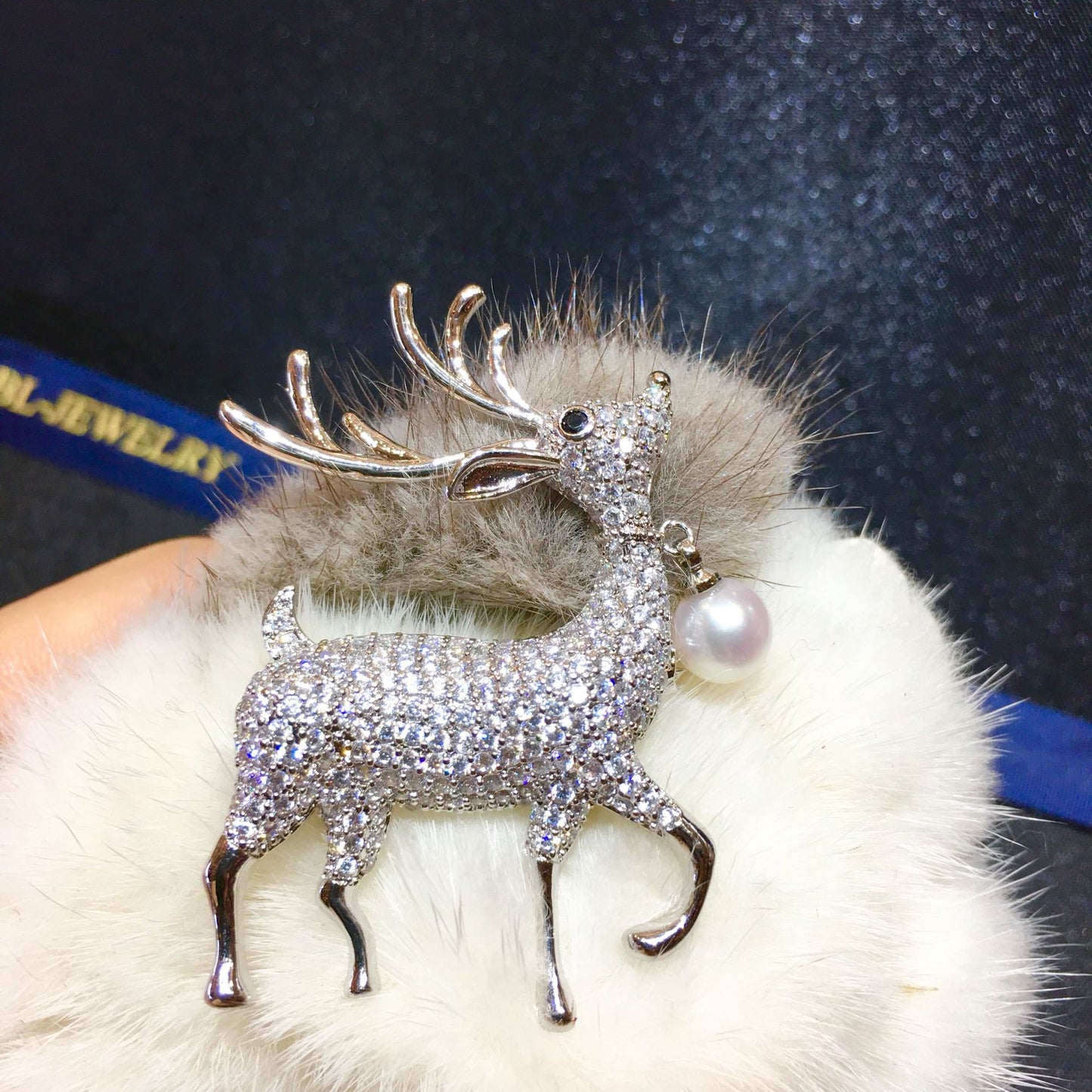 Natural Pearl Deer Design Brooch