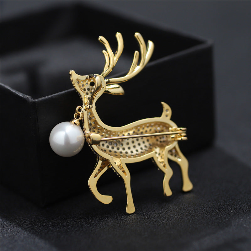 Natural Pearl Deer Design Brooch