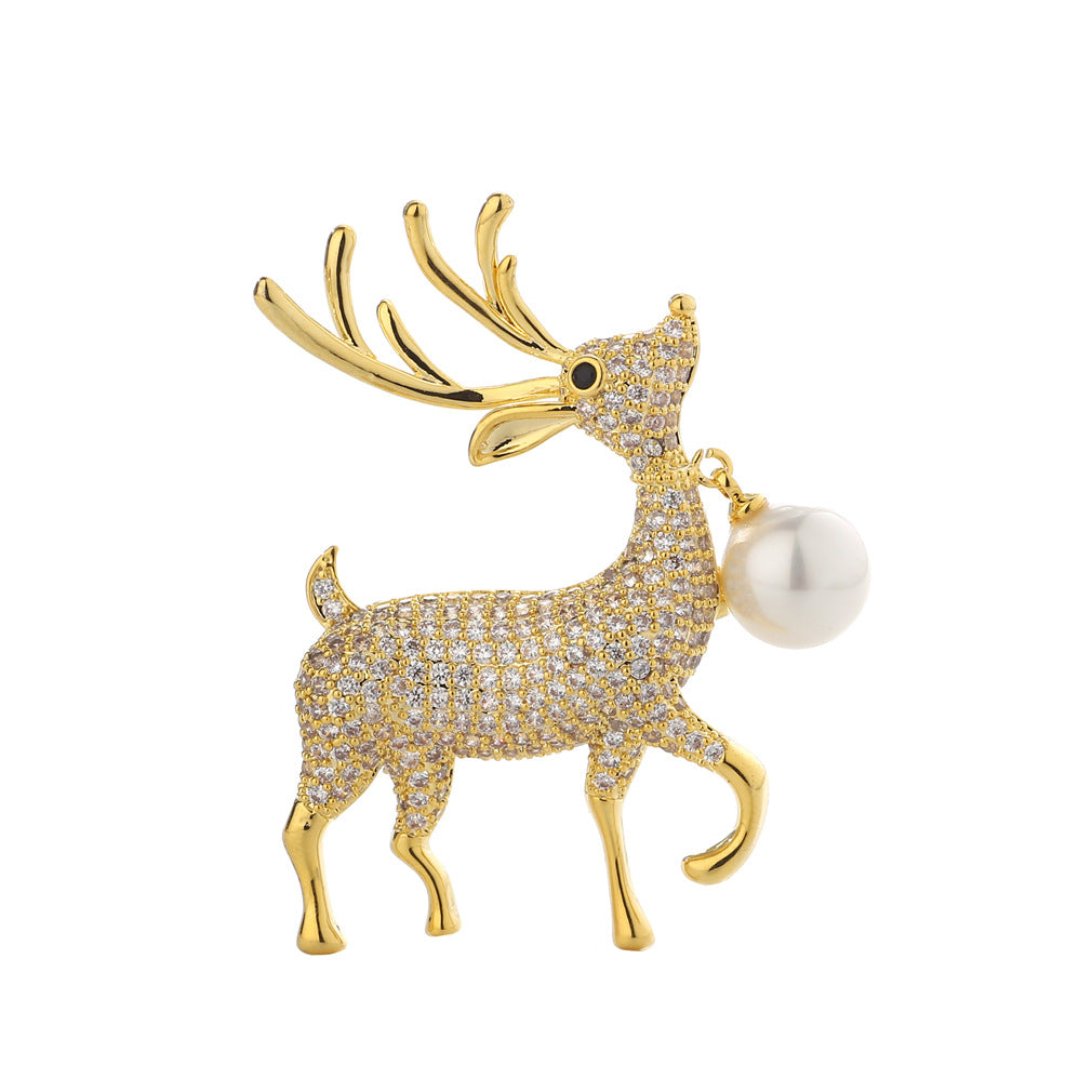 Natural Pearl Deer Design Brooch