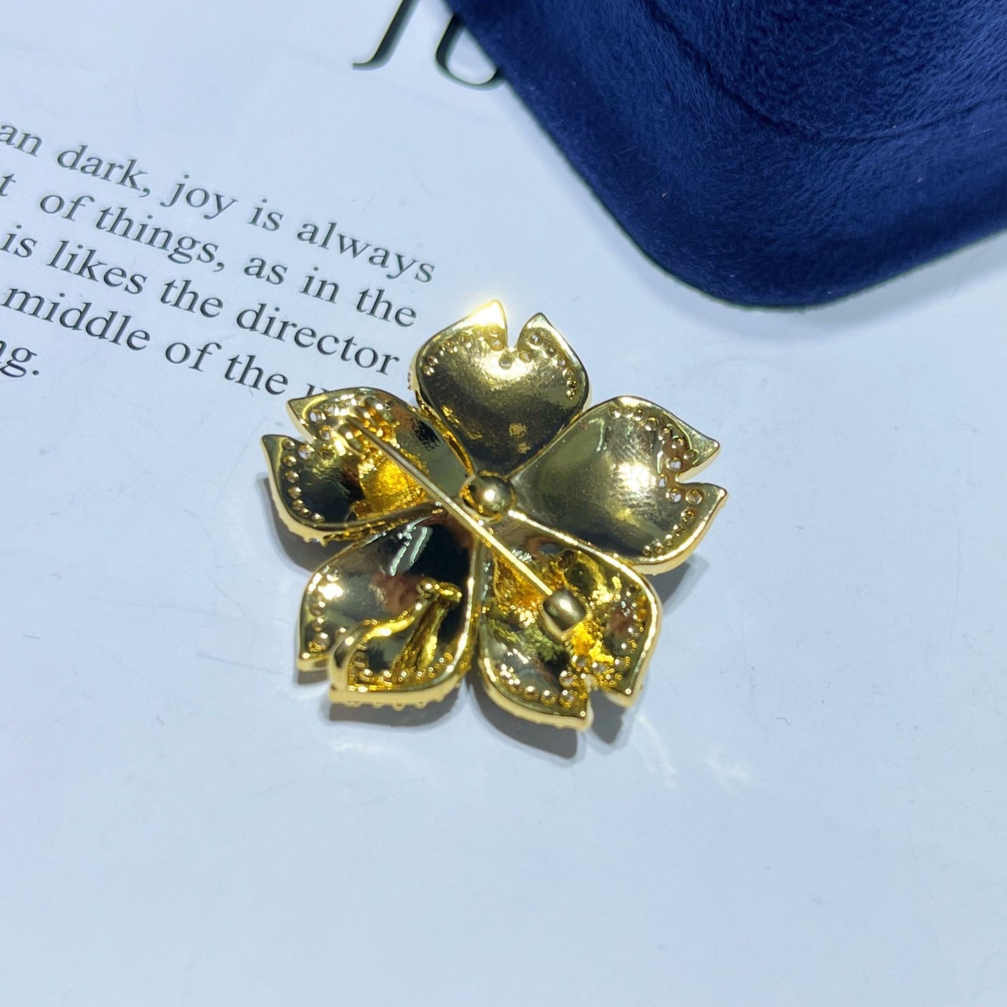 Enamel Black Tea Flower Natural Pearl Brooch