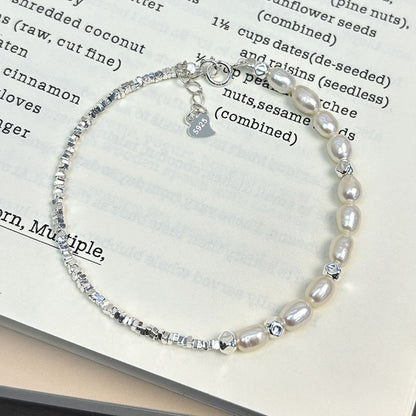 Natural Freshwater Pearl Shredded Silver Bracelet