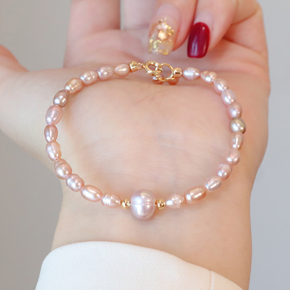 Natural Champagne Powder Natural Pearl Bracelet