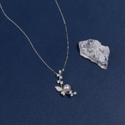 Butterfly Design Pearl Necklace