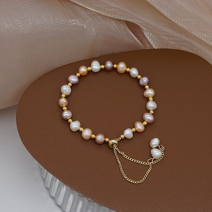 Natural pearl jade simple design bracelet