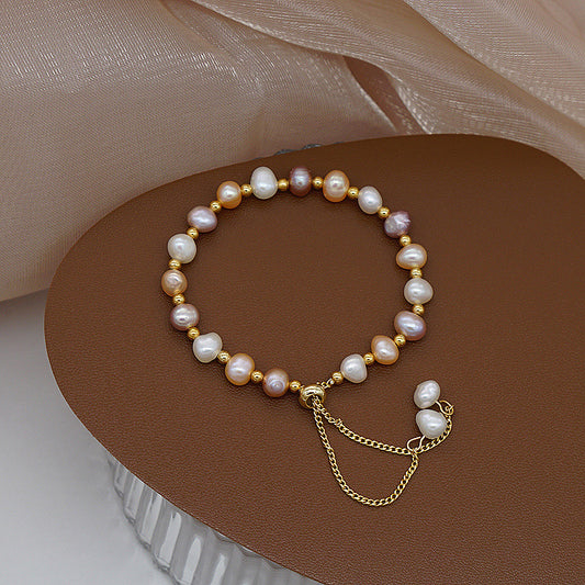 Natural pearl jade simple design bracelet