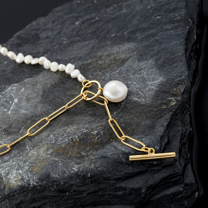 Baroque Geometric Pearl Clavicle Necklace