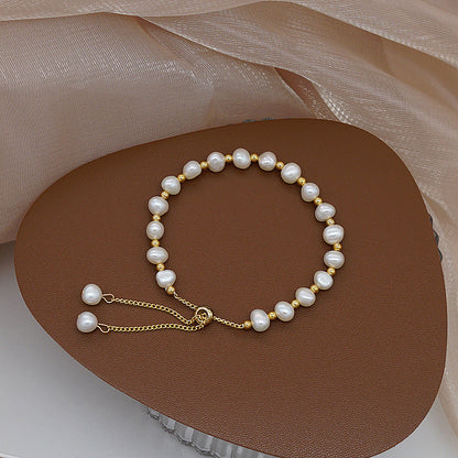 Natural pearl jade simple design bracelet
