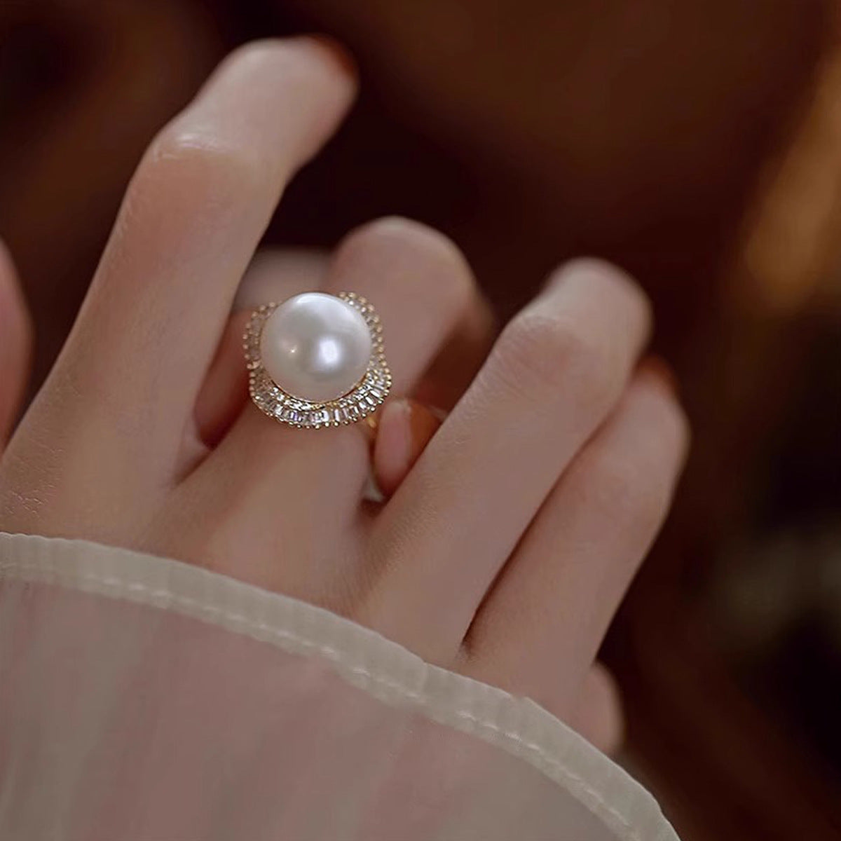 Diamond Retro Pearl Ring