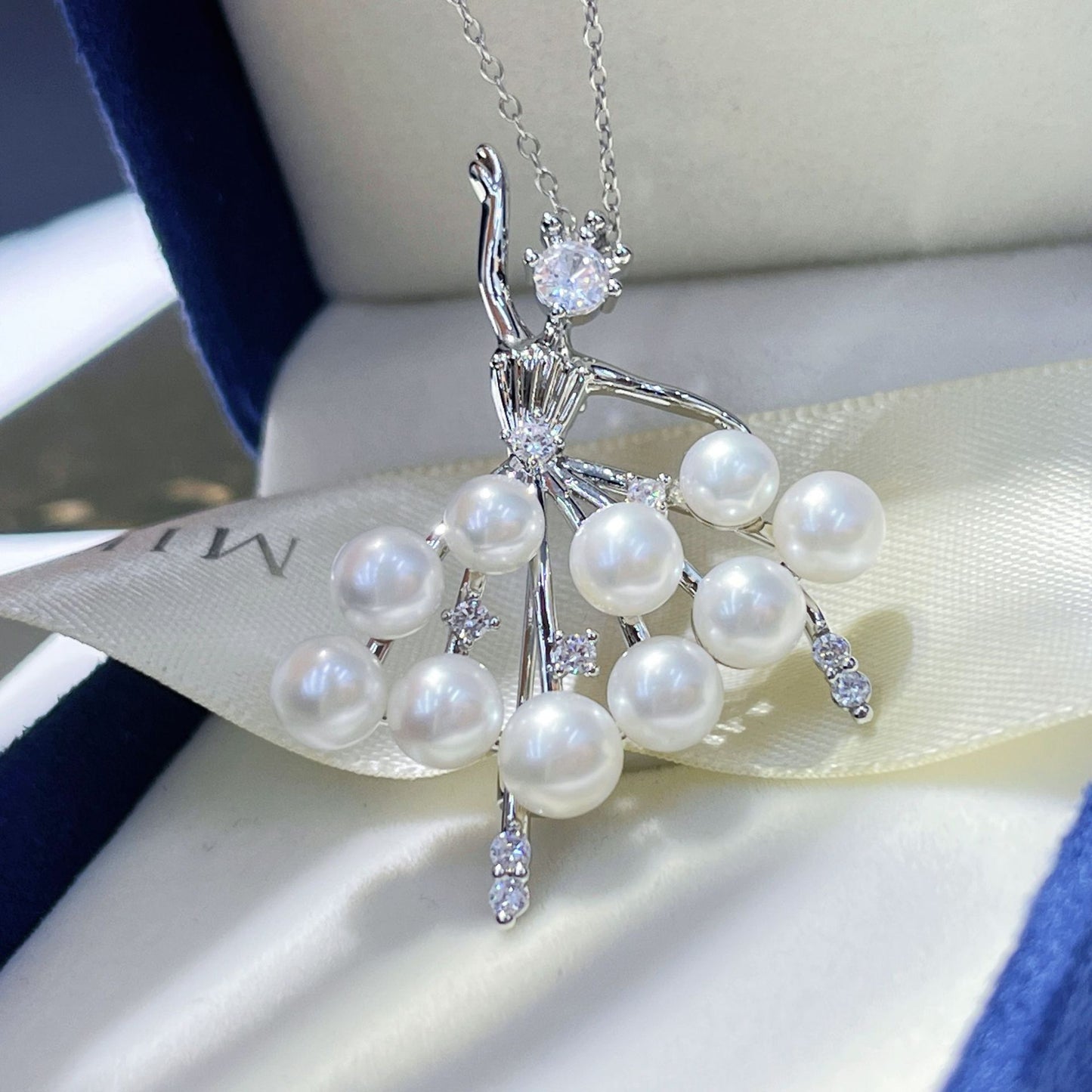 Natural Pearl Ballet Girl Design Brooch